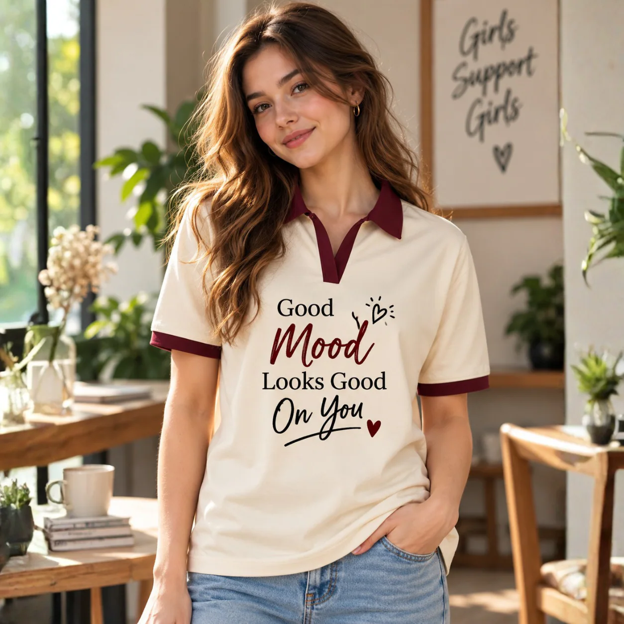 Contrast Collar Polo T-Shirts